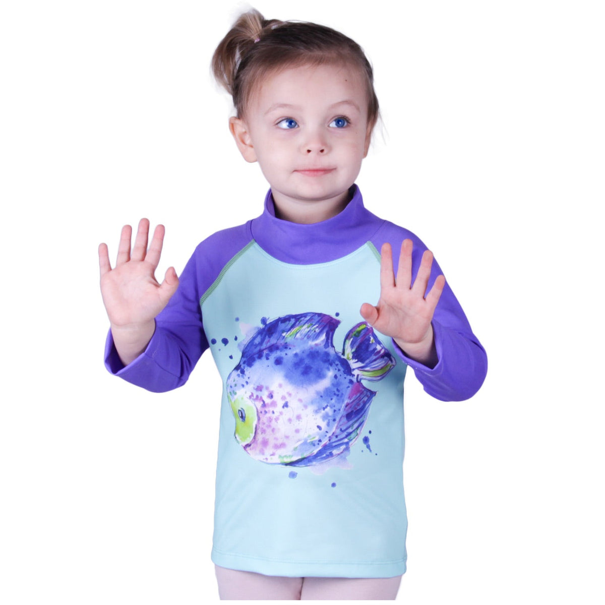 Nozone UPF 50+ purple long sleeved baby swim shirt #color_White