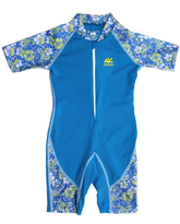 nozone girls one piece blue floral upf 50+ swimsuit #color_Blue/Aloha