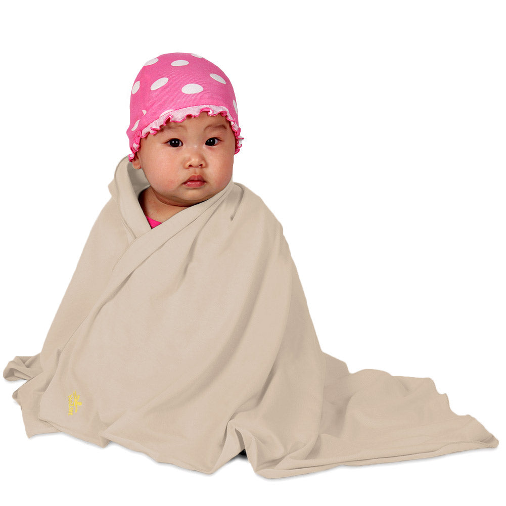 Nozone Baby Blanket Sun protective upf 50+ baby bamboo lightweight gender neutral light soft baby beige #color_Biscotti