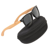 Nozone bamboo sunglasses - UV400 polarized glare-resistant grey lenses - protective travel case #style_Grey Lenses w/Protective Case
