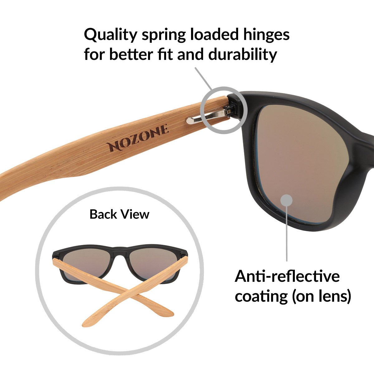 Bamboo/Poly UV400 Polarized Sunglasses for Adults