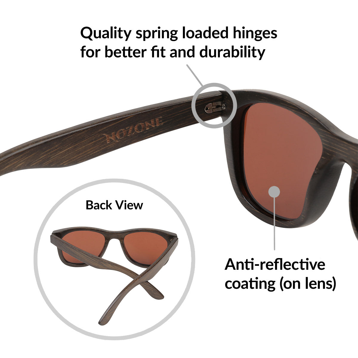 Brown Bamboo UV400 Polarized Sunglasses for Adults