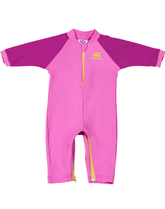 nozone baby girl upf 50 bathing suit long sleeves one piece pink bahama #color_Bahama/Fuchsia